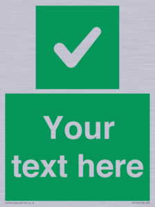 Custom green background, green square with tick sign